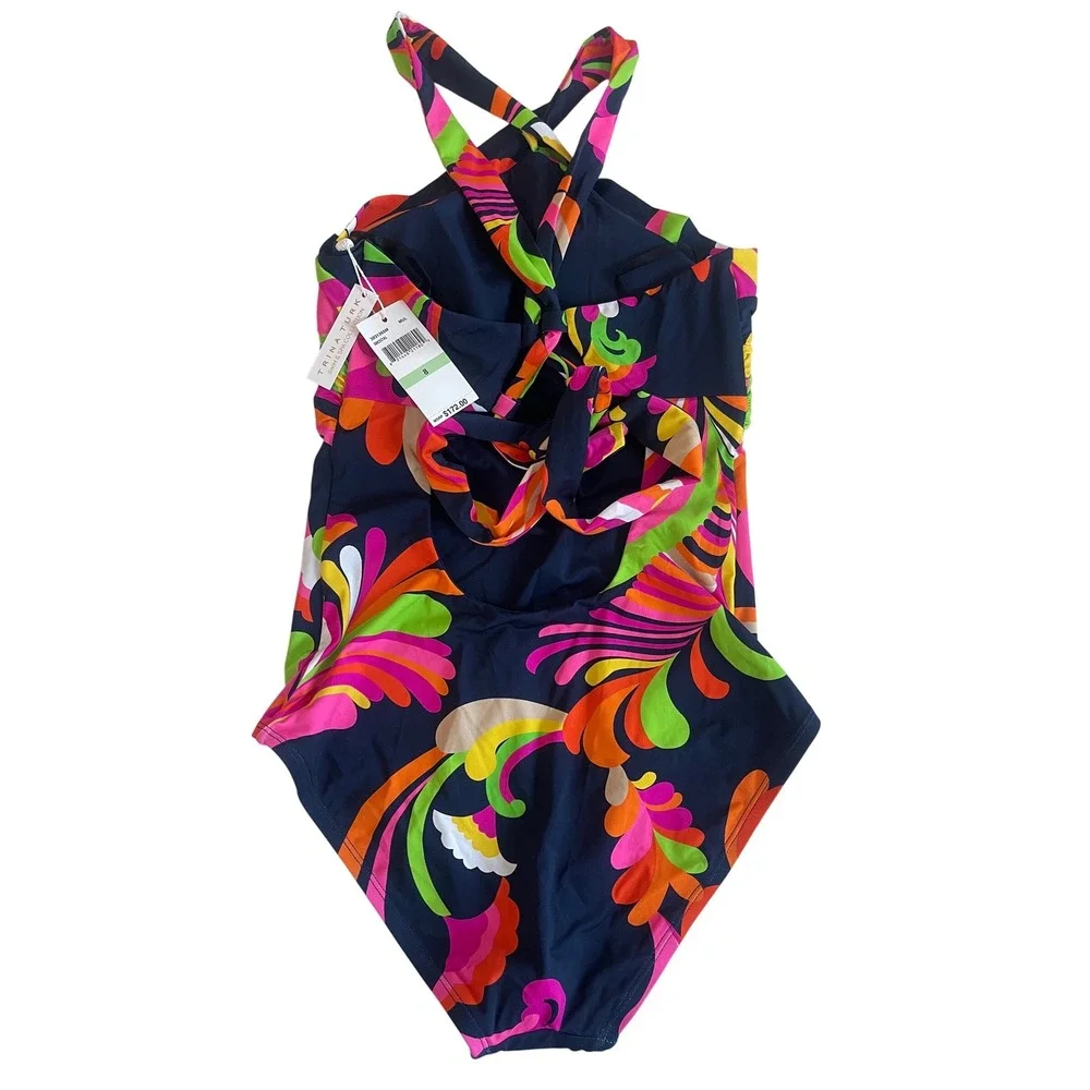 Trina Turk Poolside Hi Neck One Piece Swimsuit Women's Size 8